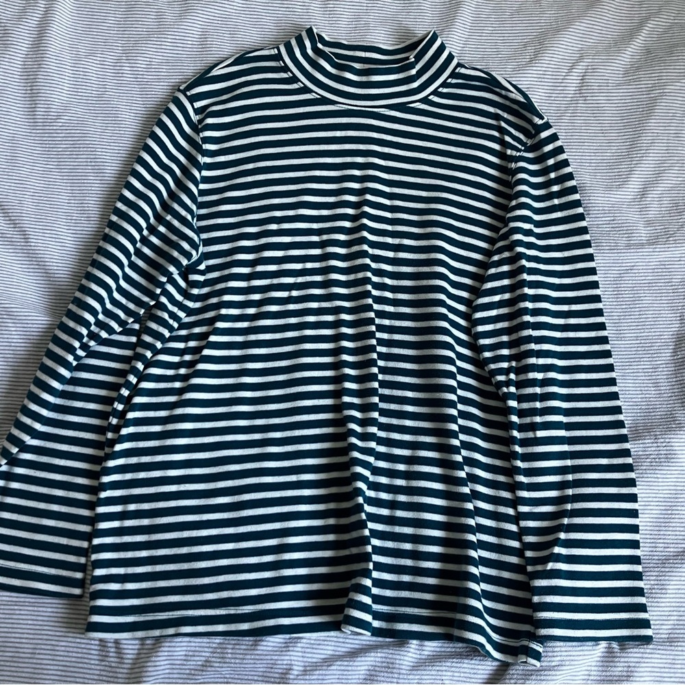 Striped mock neck